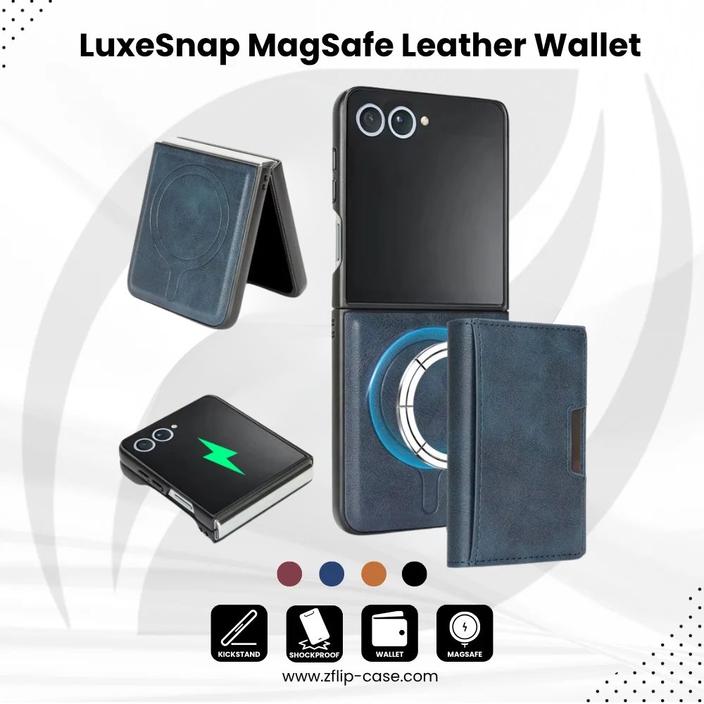 LuxeSnap Flip 7, 6, 5, 4 – MagSafe Leather Wallet Case
