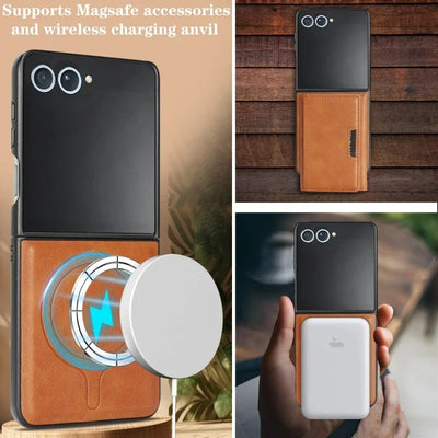 LuxeSnap Flip 7, 6, 5, 4 – MagSafe Leather Wallet Case
