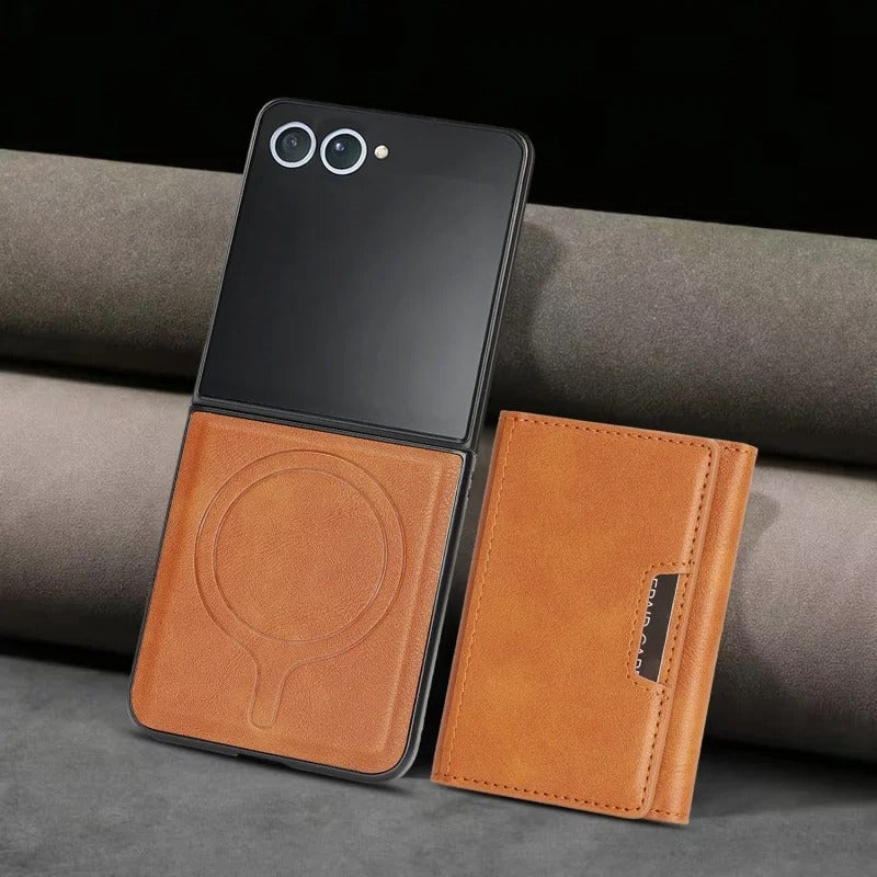 LuxeSnap Flip 7, 6, 5, 4 – MagSafe Leather Wallet Case