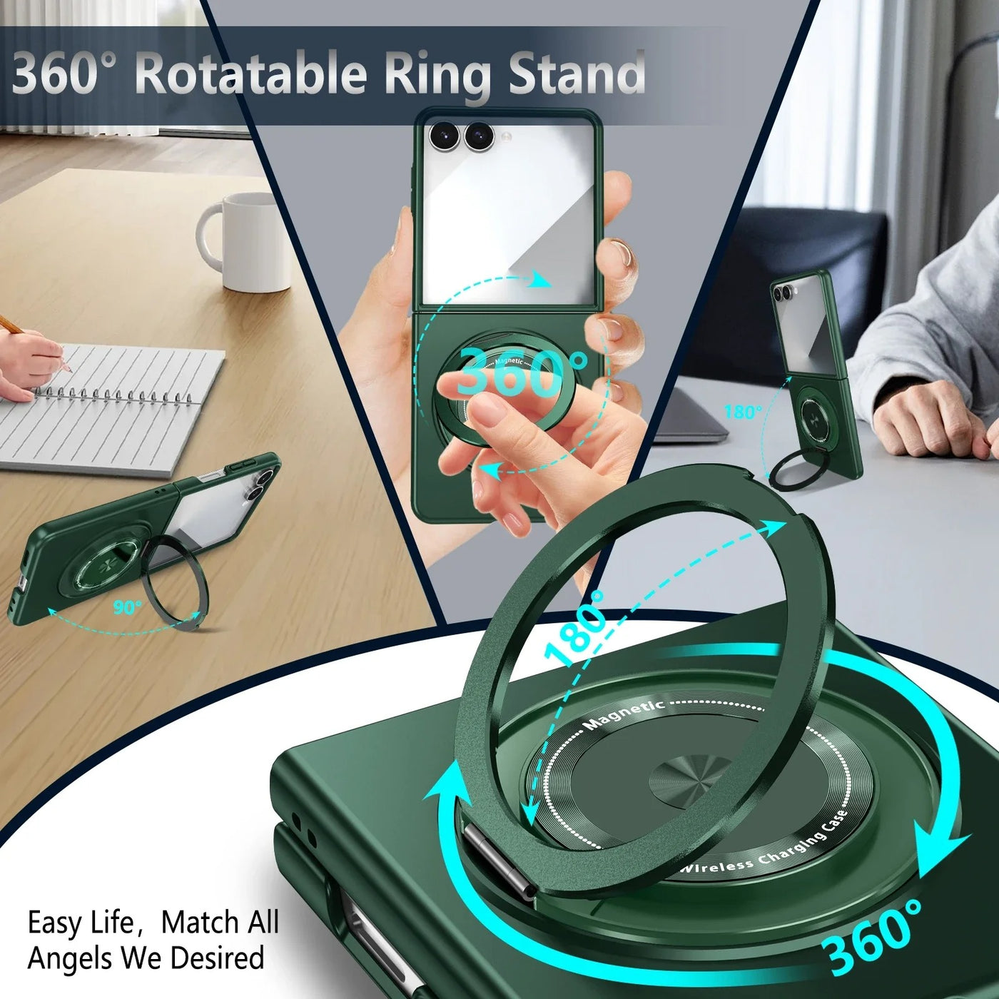 SpinFort Flip 7,6,5,4 360° Magnetic Ring Armor  Case