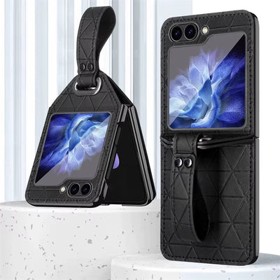 StrapFlip Z – Leather Hinge Case with Wristband & Kickstand