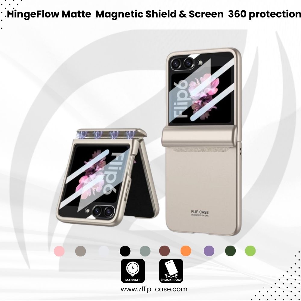 HingeFlow Matte  Z Flip 6 Magnetic Shield & Screen 360 protection Case