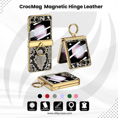 CrocMag Z Flip 5 Magnetic Hinge Leather Case