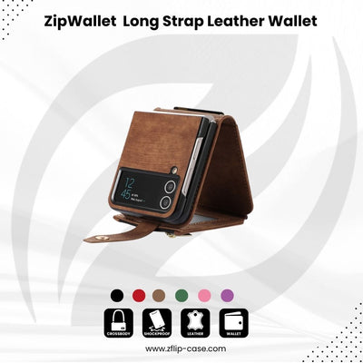 Z Flip 6 Leather Wallet Case