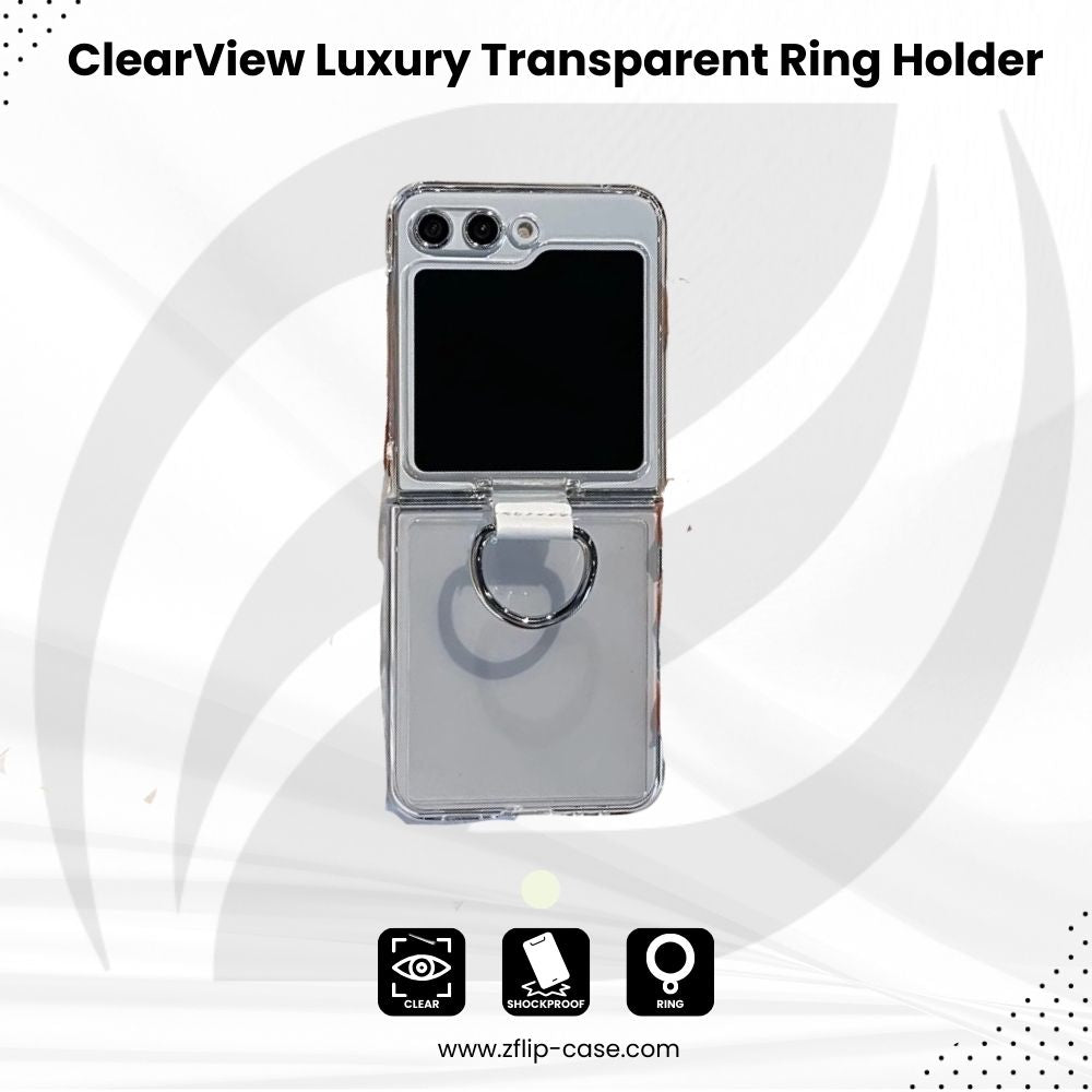 ClearView Z Flip 6 Luxury Transparent Ring Holder Case