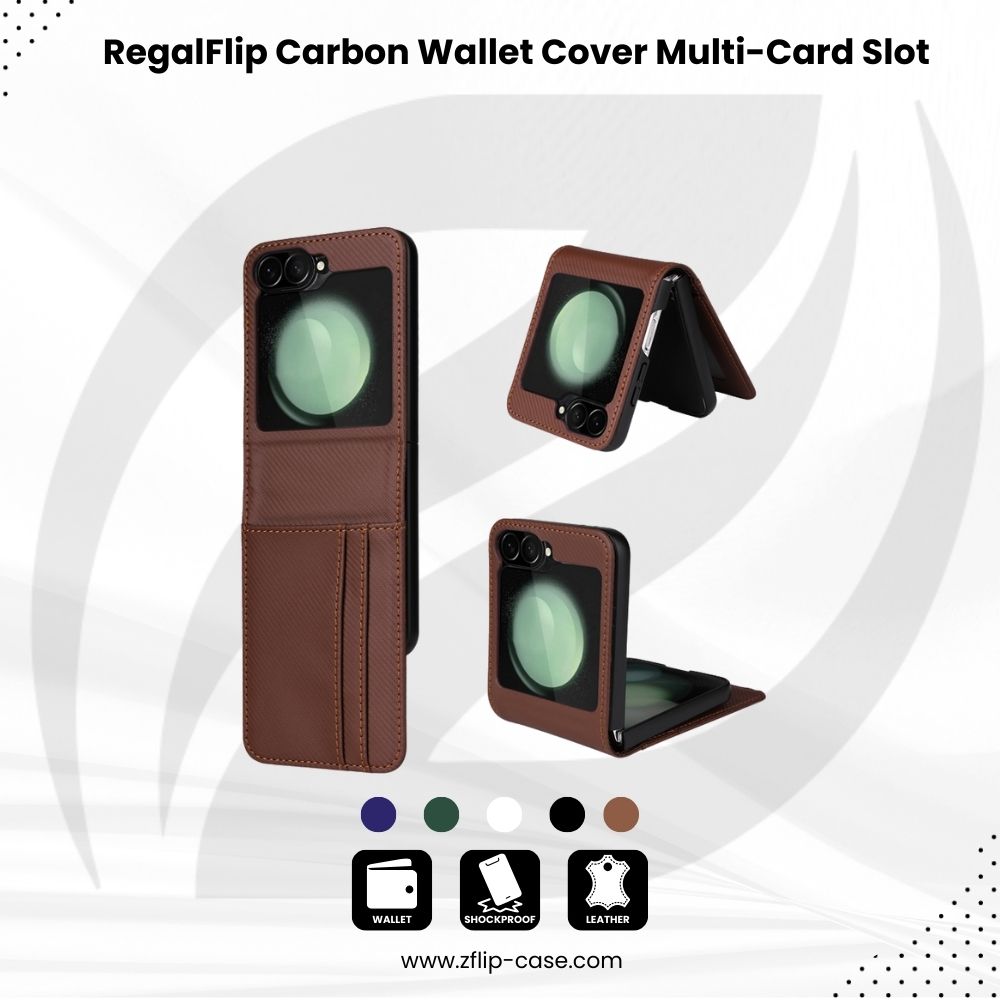 RegalFlip Carbon Wallet Cover - Z Flip 6 & 5 Multi-Card Slot Case