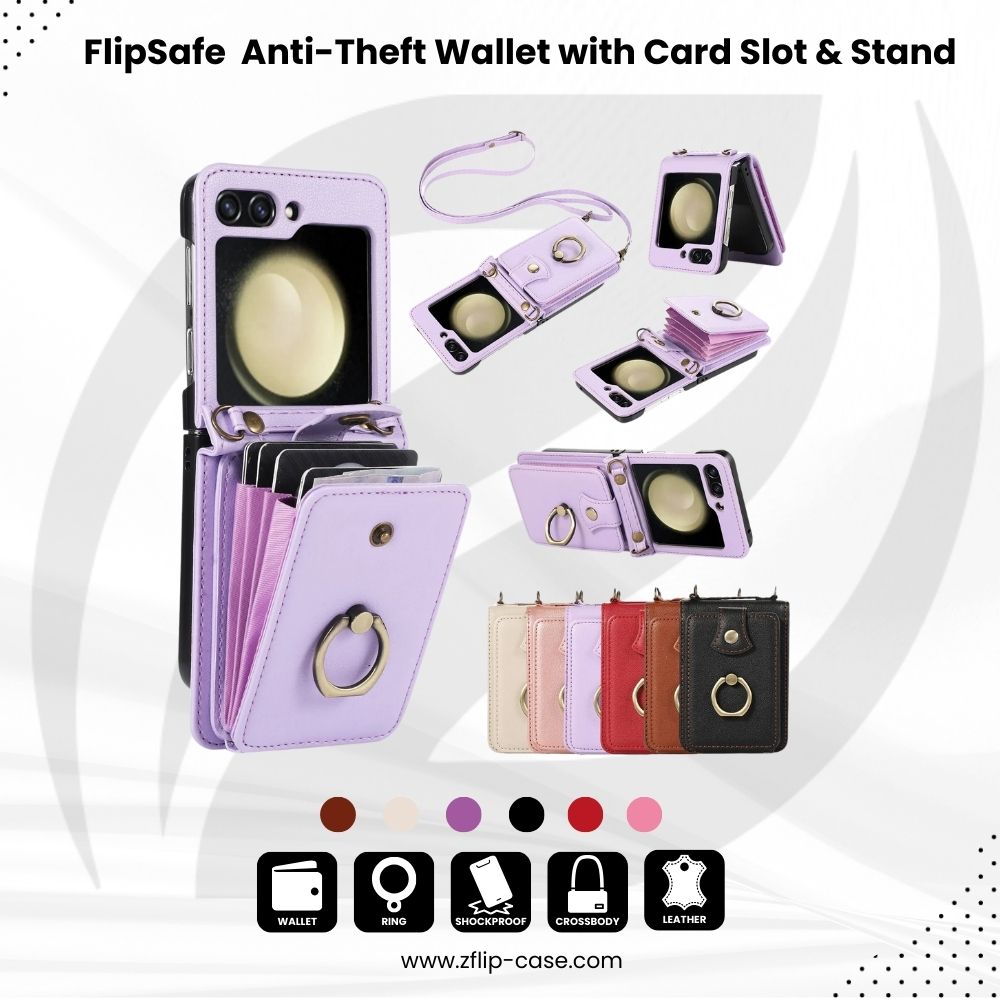 FlipSafe Z Flip 6 Anti-Theft Wallet Case with Card Slot & Stand