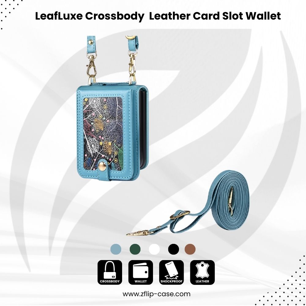 LeafLuxe Crossbody Z Flip 6, 5, 4, 3 Leather Card Slot Wallet Case