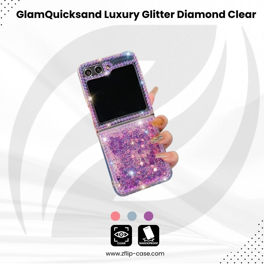 GlamQuicksand Z Flip 6 ,5 ,4 ,3 Case Luxury Glitter Diamond Clear Cover