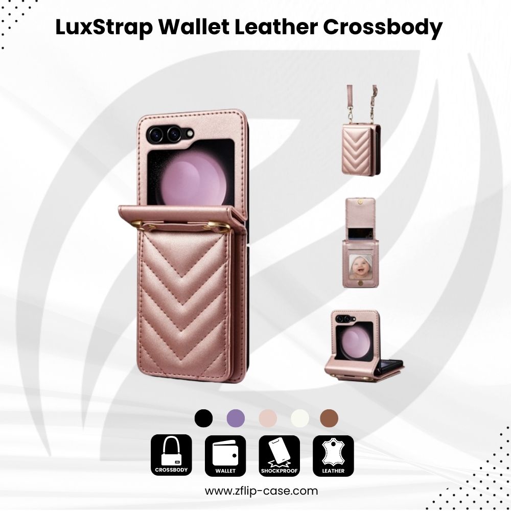 LuxStrap  Z Flip 6,5,4,3 Wallet Leather Crossbody Case