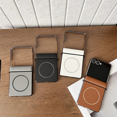 LuxMag Flip 7 – PU Leather MagSafe Hinge Protection Case