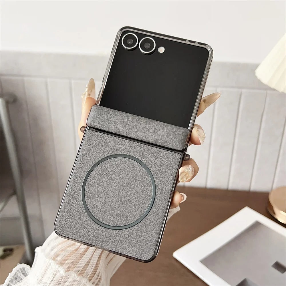 LuxMag Flip 7 – PU Leather MagSafe Hinge Protection Case