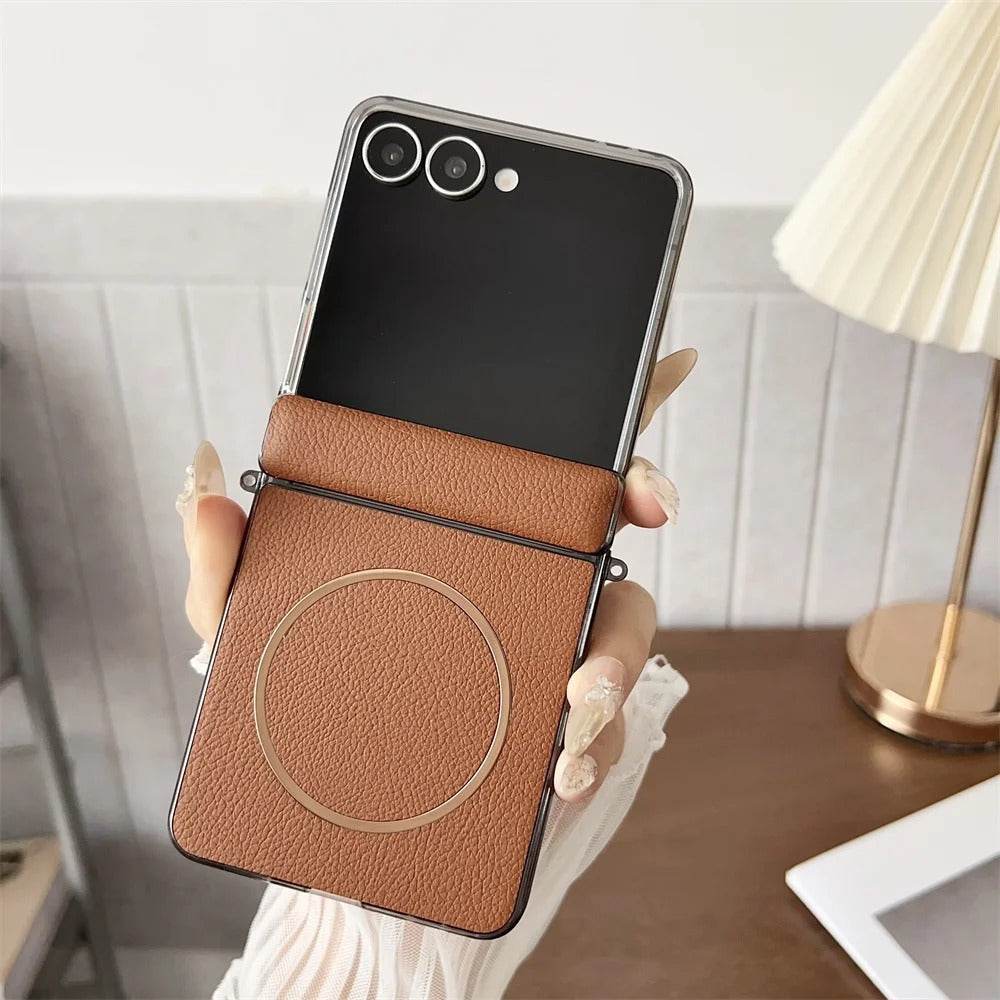 LuxMag Flip 7 – PU Leather MagSafe Hinge Protection Case