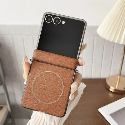 LuxMag Flip 7 – PU Leather MagSafe Hinge Protection Case