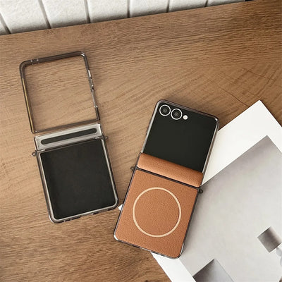 LuxMag Flip 7 – PU Leather MagSafe Hinge Protection Case