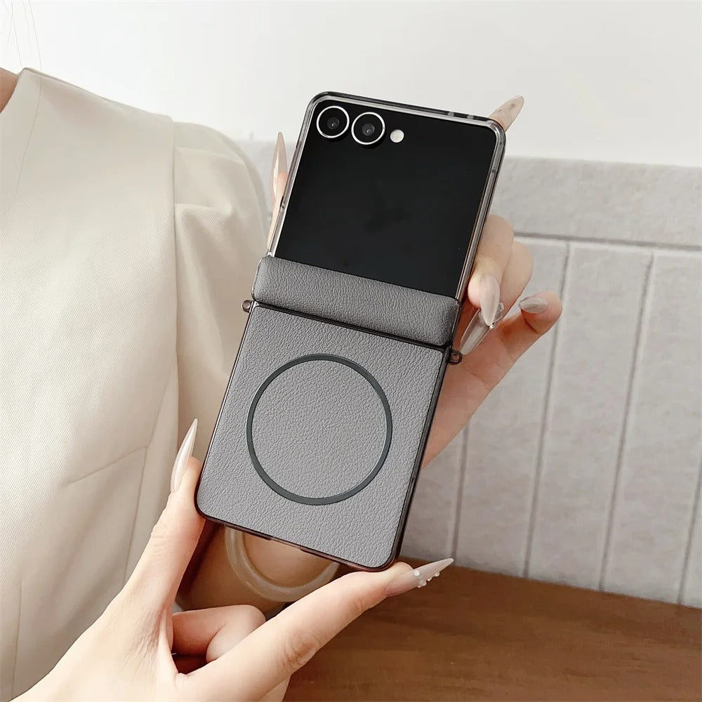 LuxMag Flip 7 – PU Leather MagSafe Hinge Protection Case