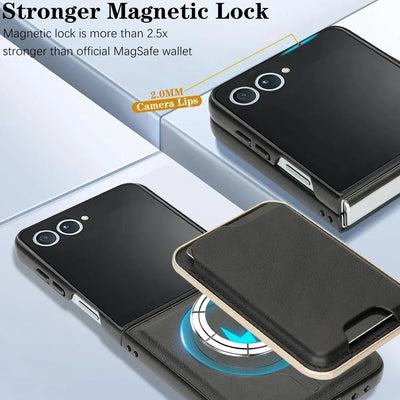 FlipVault Leather Z Flip 7, 7 FE, 6, 5, 4 – MagSafe Wallet Case