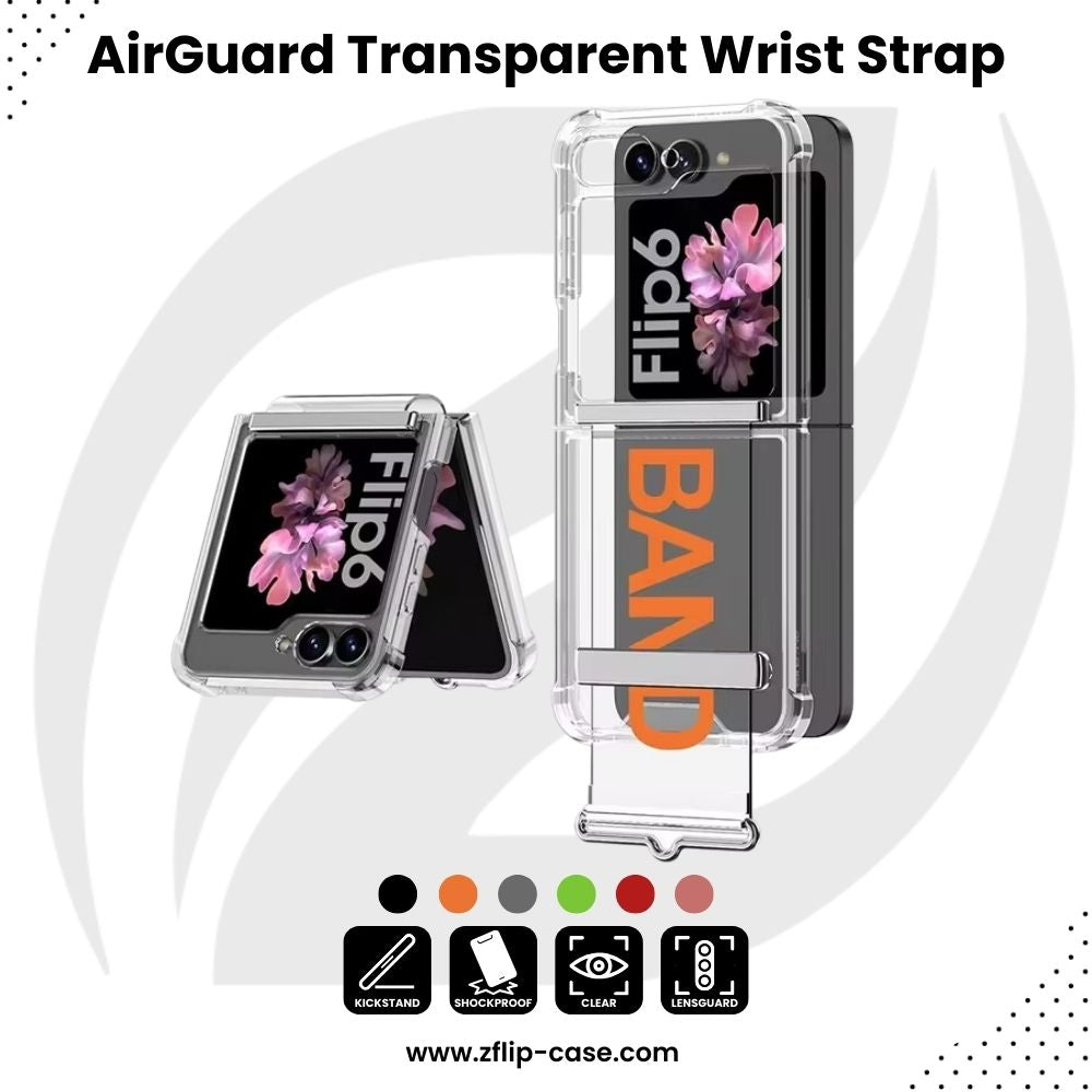 AirGuard Z Flip 6, 5, 4 Transparent Wrist Strap Case