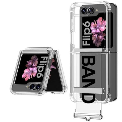 black AirGuard Z Flip 6, 5, 4 Transparent Wrist Strap Case