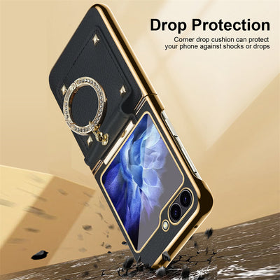 DiamondRing Z Flip 6 Shockproof Leather Case