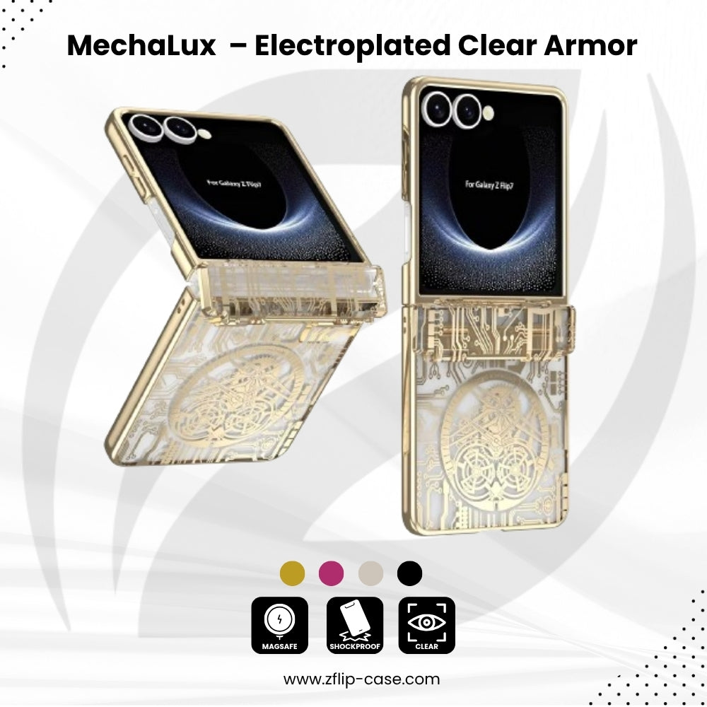 MechaLux Flip 7,6,5,4 – Electroplated Clear Armor Case