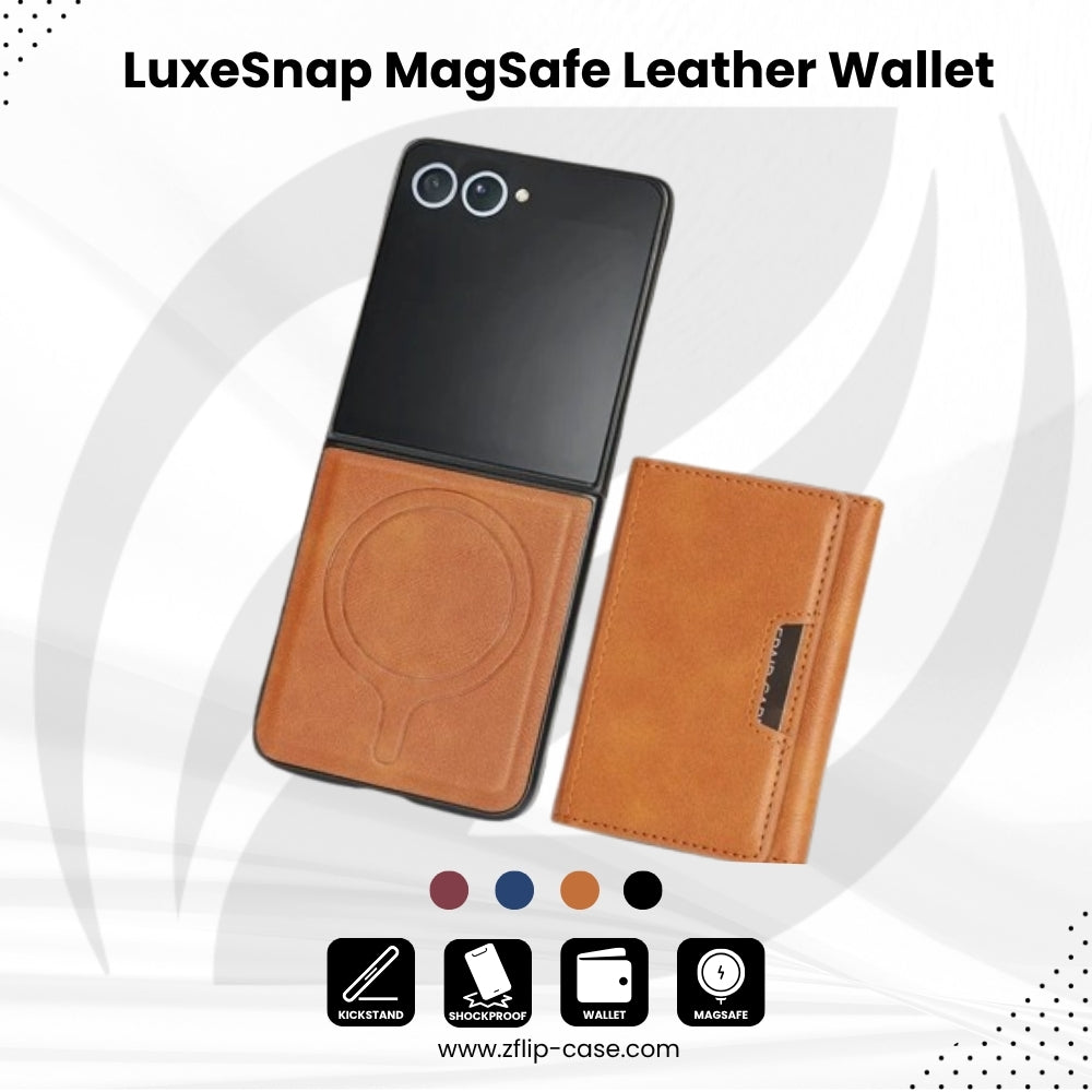 LuxeSnap Flip 7, 6, 5, 4 – MagSafe Leather Wallet Case