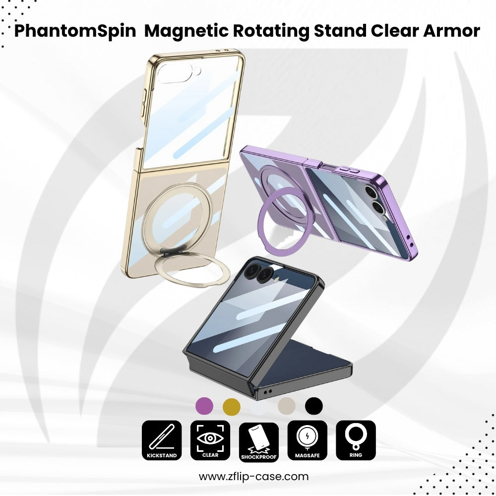 PhantomSpin Flip 7 Magnetic Rotating Stand Clear Armor Case