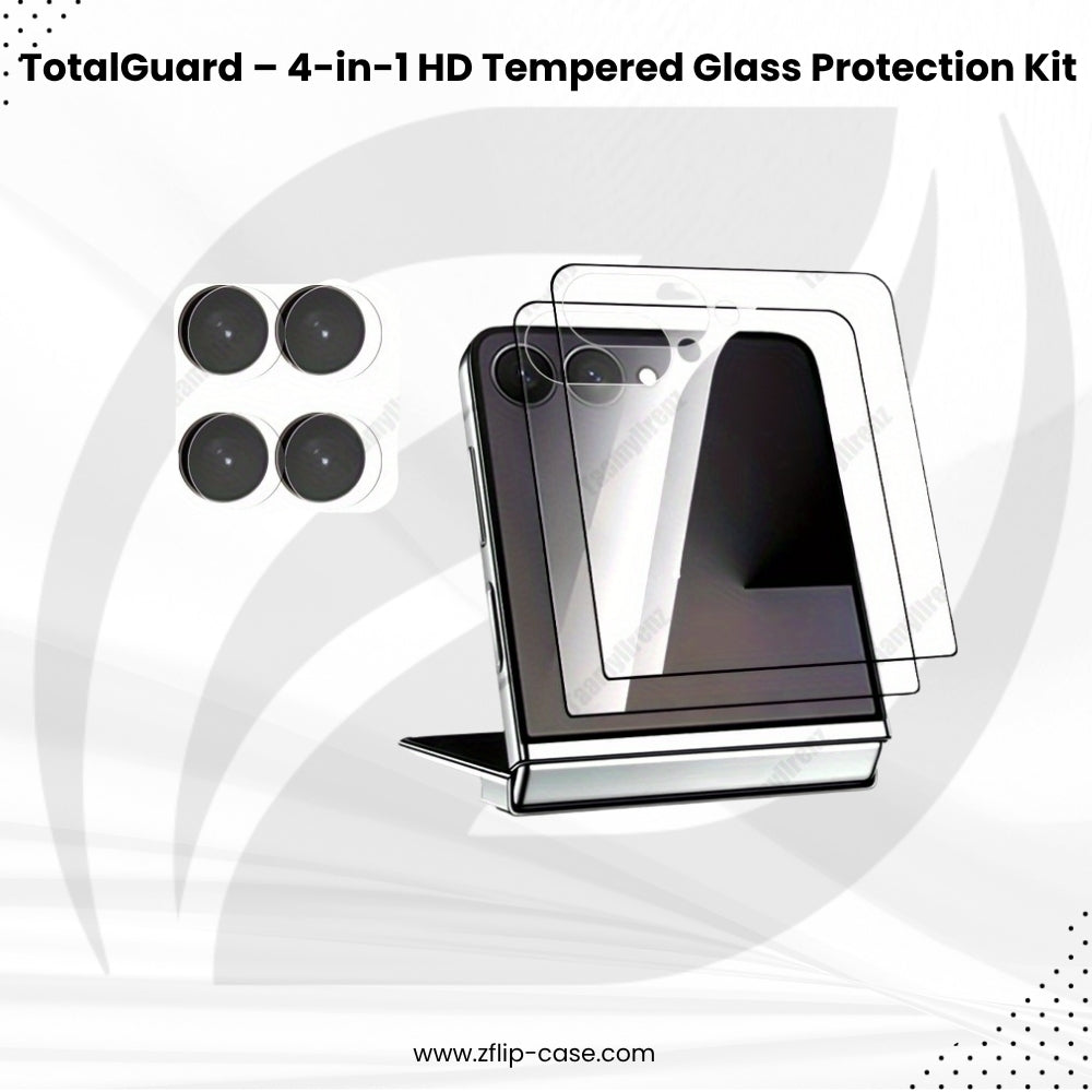 TotalGuard Flip 7, 6,5 – 4-in-1 HD Tempered Glass Protection Kit