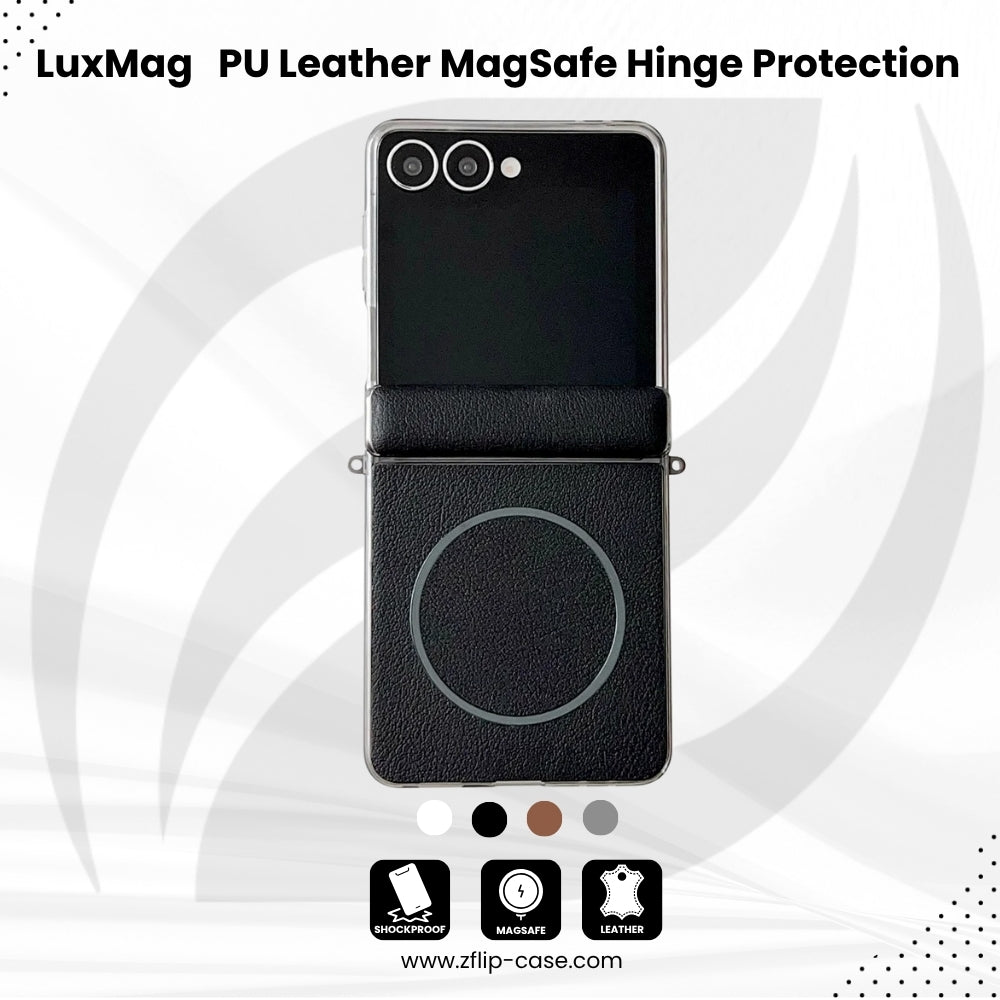 LuxMag Flip 7 – PU Leather MagSafe Hinge Protection Case