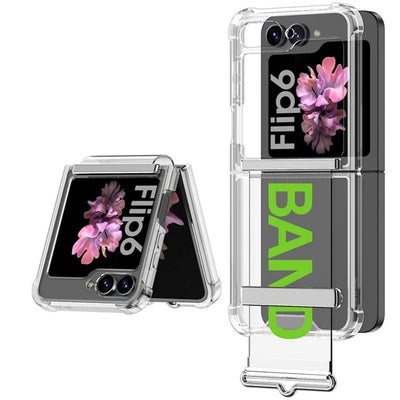 Green AirGuard Z Flip 6, 5, 4 Transparent Wrist Strap Case