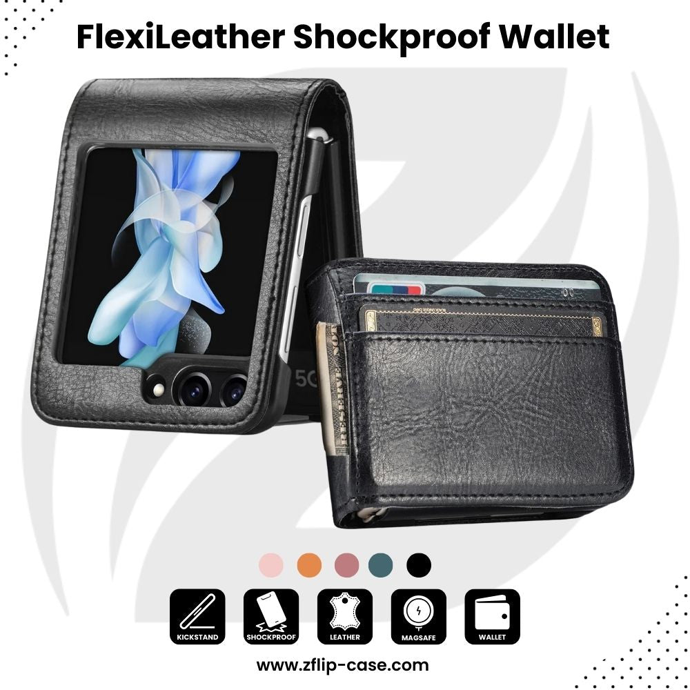 FlexiLeather Z Flip 6, 5 Shockproof Leather Case