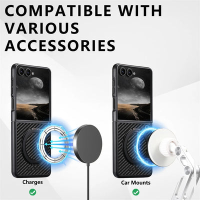 CarbonEffect Flip 7, 6, 5 Matte Leather Magnetic Ring Case