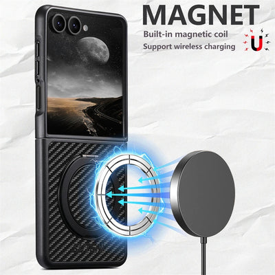 CarbonEffect Flip 7, 6, 5 Matte Leather Magnetic Ring Case