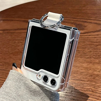 ClearView Z Flip 6 Luxury Transparent Ring Holder Case