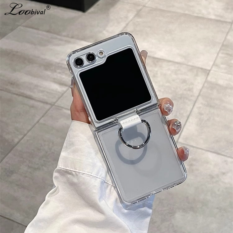 ClearView Z Flip 6 Luxury Transparent Ring Holder Case